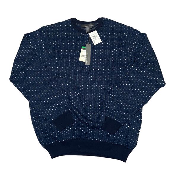 NEW Tricots St. Raphael Textured Knit Navy Blue Grandpa Sweater - Size Large - Picture 1 of 9